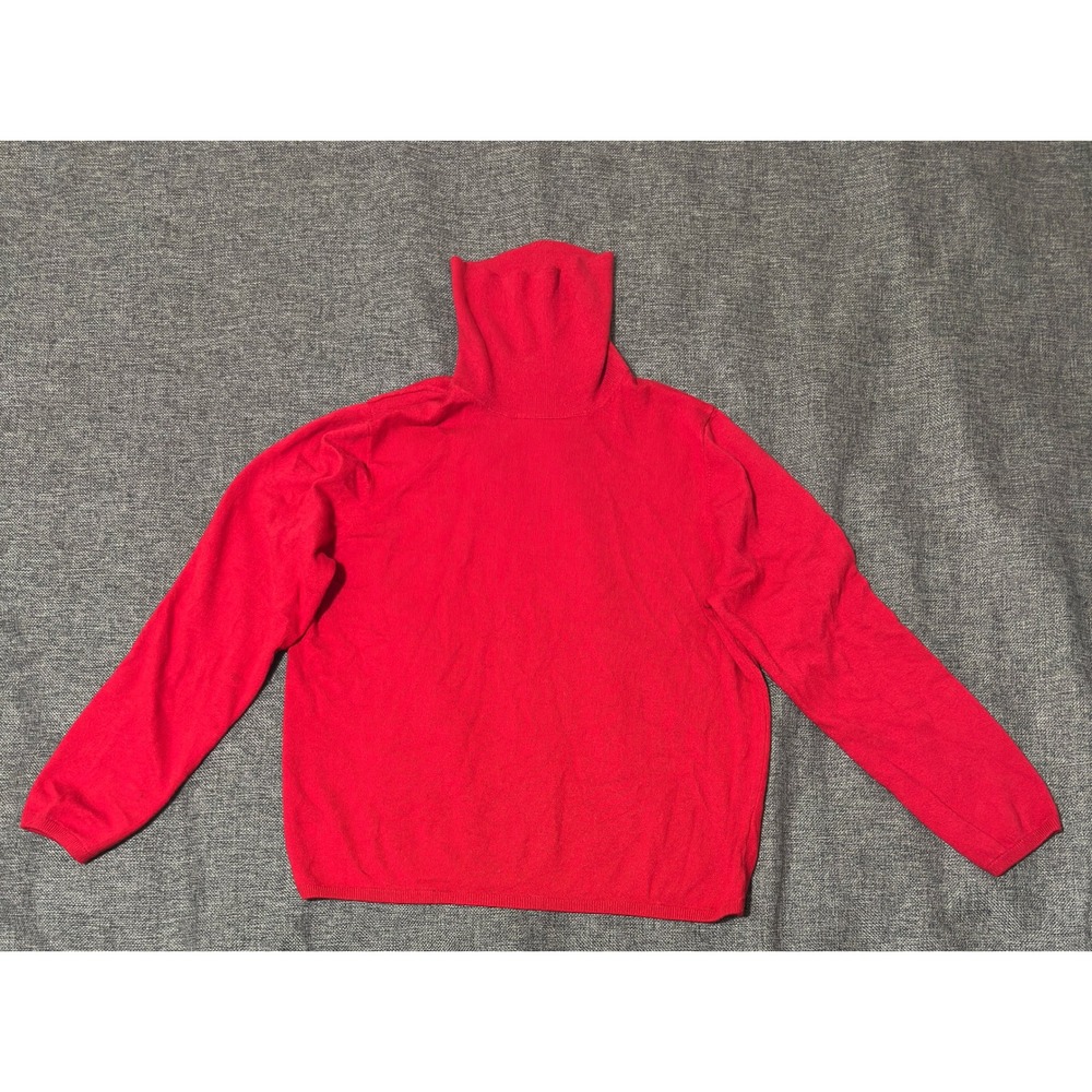Ann Taylor Womens XL Sweater Red Long Sleeve Turtleneck Viscose Blend
